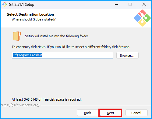 Git Installation Destination