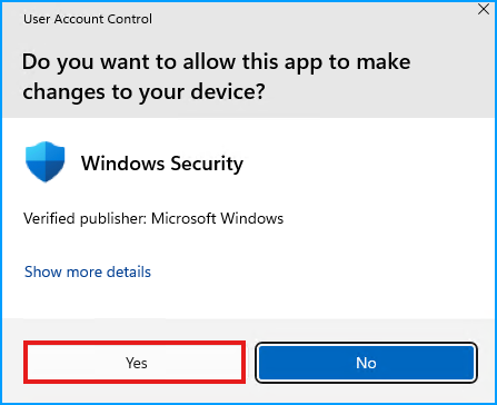 Security UAC Allow Changes