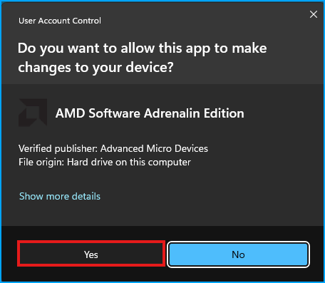AMD Drivers UAC Allow Changes