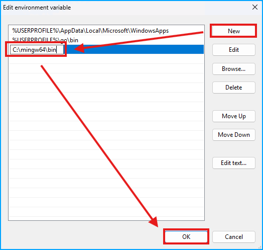MinGW Bin Path Added