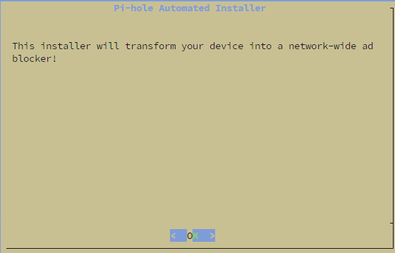 Pi-hole Automated Installer welcome dialog